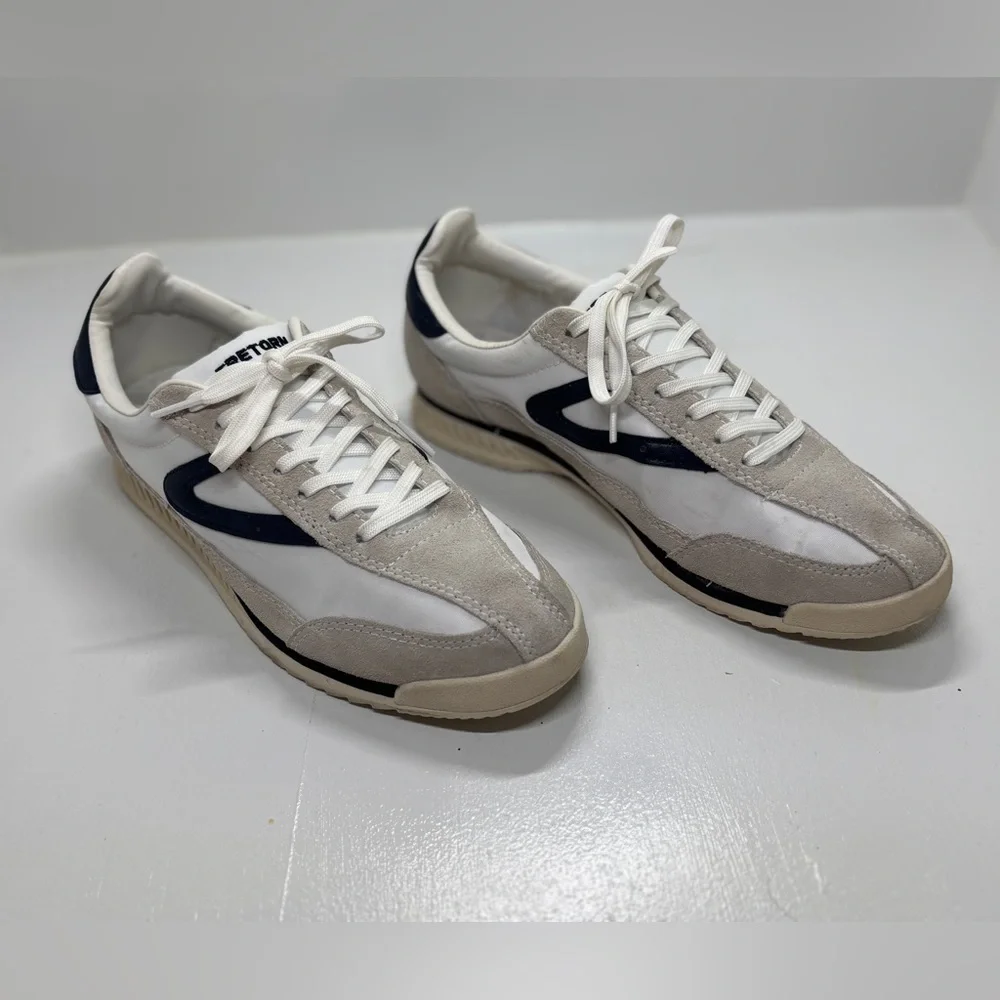 Tretorn Nylite Sneakers Women’s 8 White Gray Suede Leather Casual Retro Trainer - Picture 2 of 14
